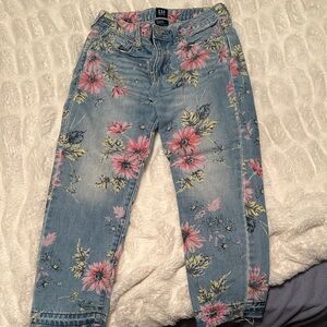 GAP Kids Blue Jeans with Pink Floral Design